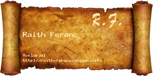 Raith Ferenc névjegykártya