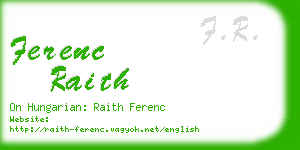 ferenc raith business card